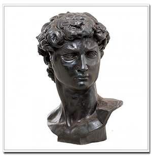 Bronze David head statue